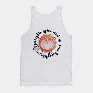 Watercolor Pumpkin Spice and Everything Nice Latte Art Tank Top